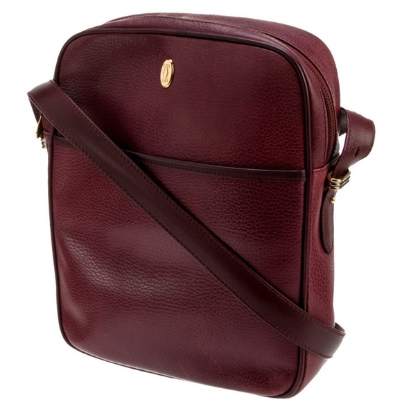 Cartier Crossbody Bag Burgundy Leather Gold-Tone Hardware - Picture 4 of 8